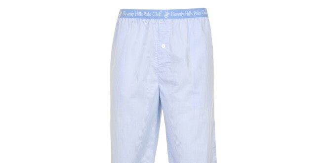 Pánske svetlo modro-biele pyžamové nohavice Beverly Hills Polo Club