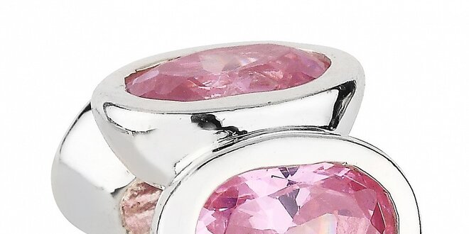 Strieborný prívesok Pandora s ružovými brúsenými kamienkami