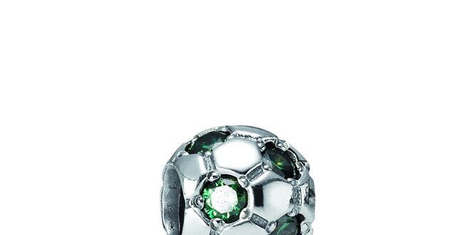 Strieborný prívesok Pandora futbalová lopta so zelenými kamienkami