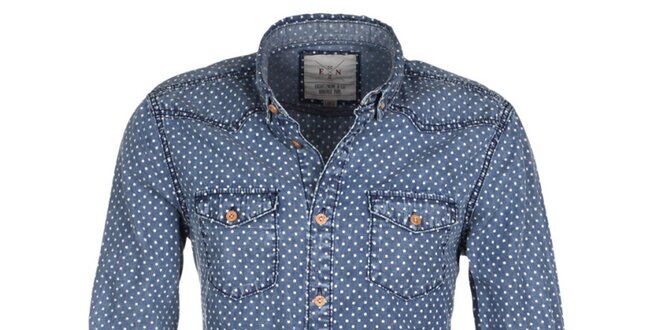 Pánska džínsová bodkovaná košeľa Eight2Nine