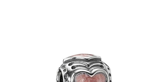 Strieborný prívesok Pandora s ružovým srdcom