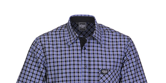 Pánska čierno-modrá kockovaná košeľa Chico