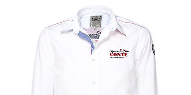 Pánska biela košeľa s výšivkou M. Conte