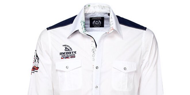 Pánska biela košeľa s farebnými detailmi M. Conte