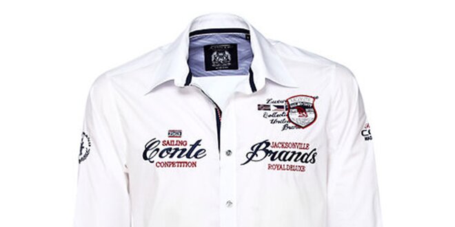 Pánska biela košeľa s výšivkami M. Conte