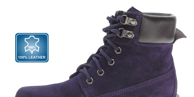 Dámske tmavo fialové semišové kotníkové topánky Beppi