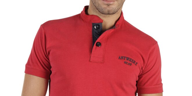 Pánske červené tričko s gombíkmi New Caro
