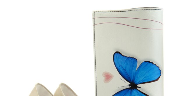 Dámske lodičky a listová kabelka Elite Goby - s modrým motýlikom