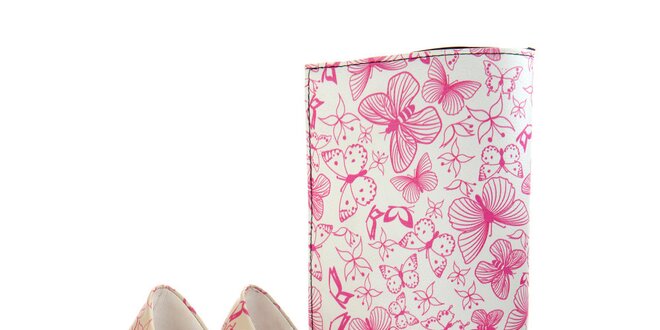 Dámske lodičky a listová kabelka Elite Goby - s ružovými motýlikmi
