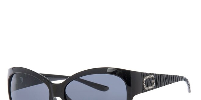 Dámske čierne slnečné okuliare s dekoráciou na straniciach Guess