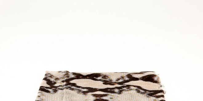 Dámska krémovo-hnedá šatka Just Cavalli s hadím vzorom