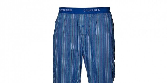 Pánske svetlo modré prúžkované pyžamové nohavice Calvin Klein Underwear