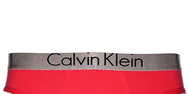Pánske korálovo ružové slipy Calvin Klein Underwear so strieborným lemom