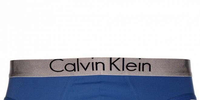 Pánske modré slipy Calvin Klein Underwear so strieborným lemom