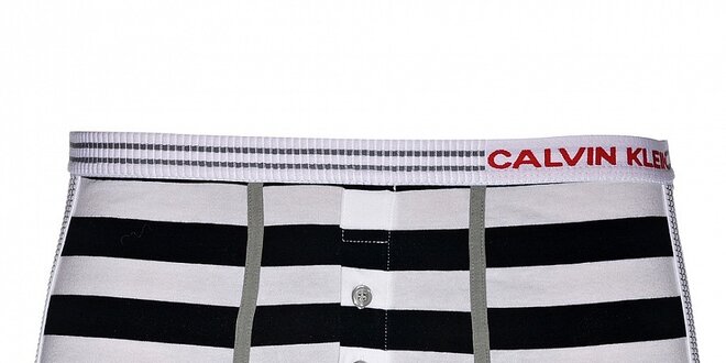 Pánske černo-biele pruhované boxerky Calvin Klein Underwear