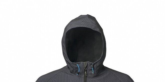 Pánska tmavo šedá softshellová bunda Fundago s čiernou potlačou