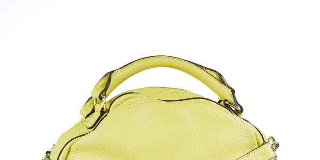 Dámska žltozelená kožená kabelka s vonkajšími vreckami Belle & Bloom