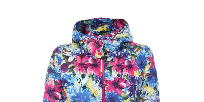 Dámska farebná bunda s kvetinami