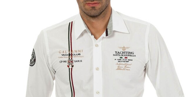 Pánska biela košeľa s talianským prúžkom Galvanni