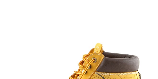 Kožené žlté topánky s potlačou Bustagrip