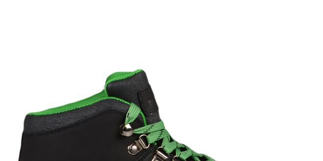 Čierne členkové topánky so zelenými prvkami Bustagrip