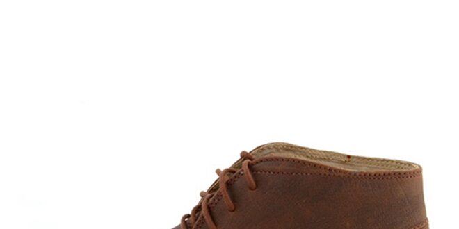 Nízke hnedé topánky z pravej kože Bustagrip