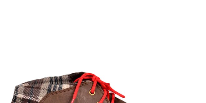 Hnedé topánky s červenými šnúrkami Bustagrip