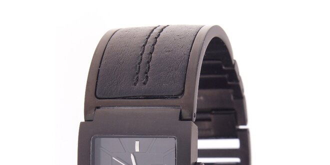 Dámske čierne hodinky Axcent s kombinovaným remienkom