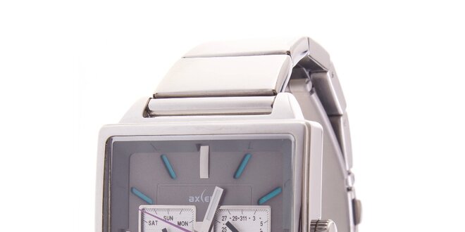 Hranaté analogové hodinky Axcent s modrými detailami