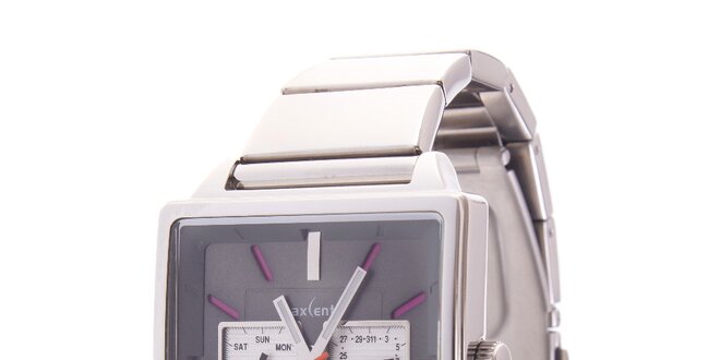 Hranaté analogové hodinky Axcent s ružovými detailami