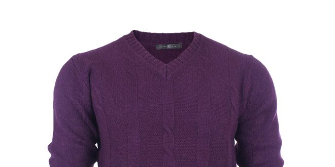 Pánsky fialový sveter s lakťovými nášivkami Pietro Filipi