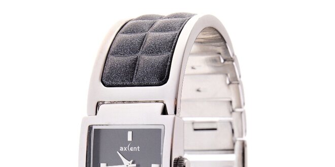 Dámske strieborné náramkové hodinky Axcent s kombinovaným remienkom