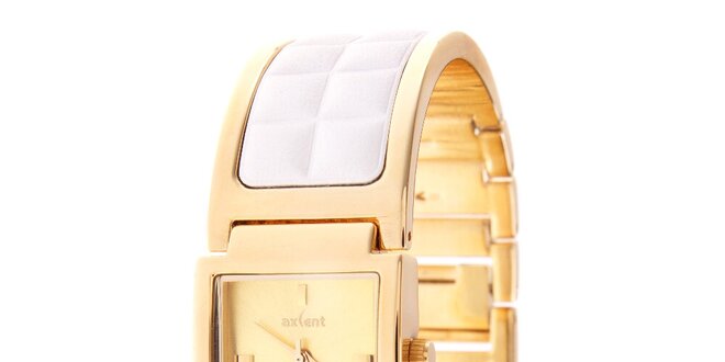 Dámske zlaté náramkové hodinky Axcent s kombinovaným remienkom