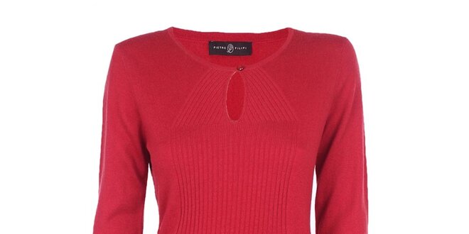 Dámsky červený sveter s výstrihom Pietro Filipi