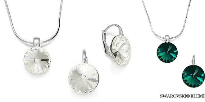 Strieborný set Swarovski