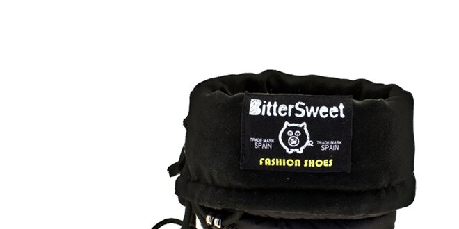Dámske čierne vyhrňovacie zimné topánky Bitter Sweet
