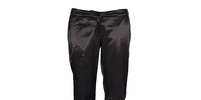 Dámske čierne saténové nohavice Vero Moda s pukmi
