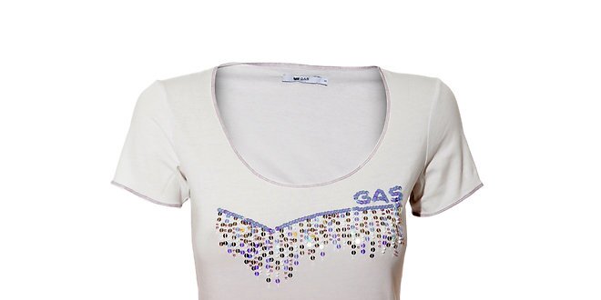 Dámske tričko značky Gas s flitrami vo fialovej farbe
