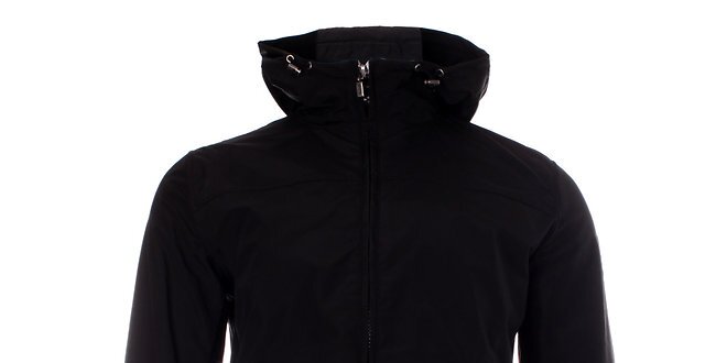 Pánska čierna jarná bunda Refrigue s kapucňou