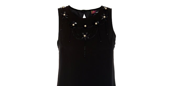 Dámske čierne šaty Yumi s perlovou aplikáciou