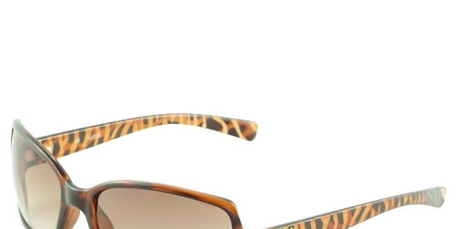 Dámske žíhané slnečné okuliare s hnedými sklami Guess