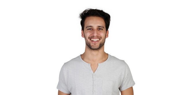Pánske šedé tričko s gombíkmi Bonavita