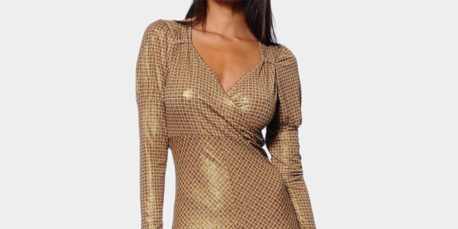 Dámske zlaté šaty ODM Fashion