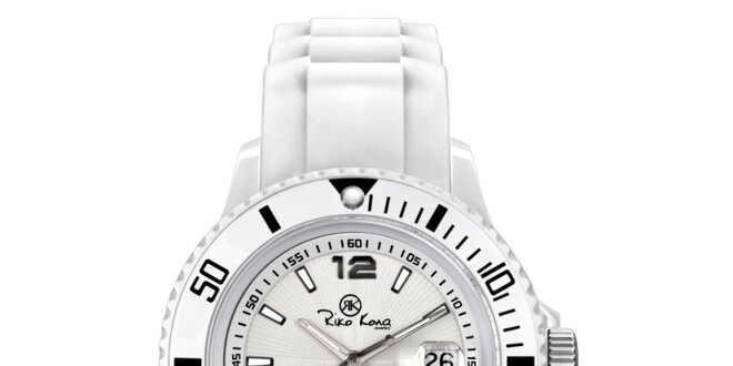 Biele analógové hodinky so silikónovým remienkom Riko Kona