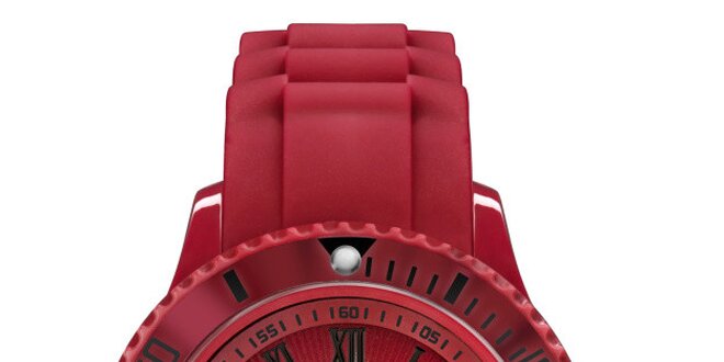 Červené analógové hodinky s rímskymi číslicami Riko Kona