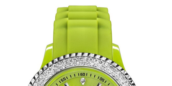 Zelené analógové hodinky s kamienkami Riko Kona