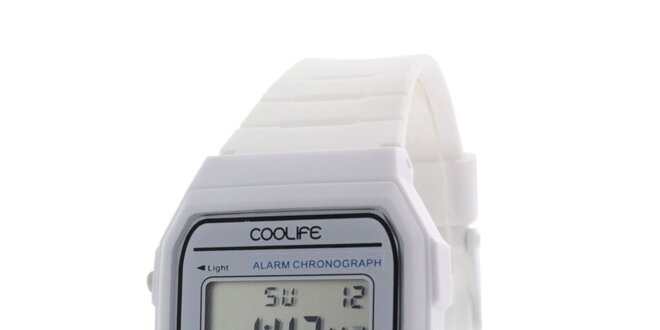 Plastové biele digitálne hodinky COOLIFE