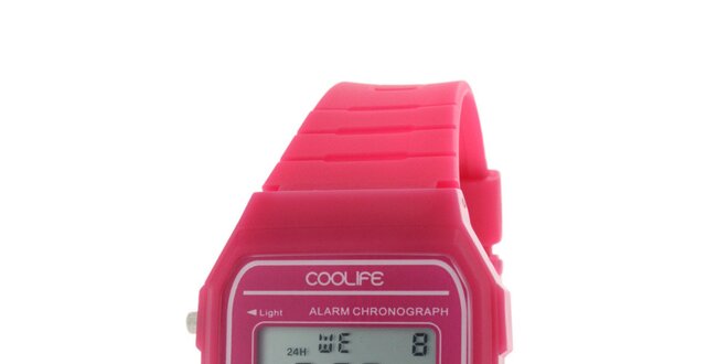 Dámske ružové digitálne hodinky COOLIFE