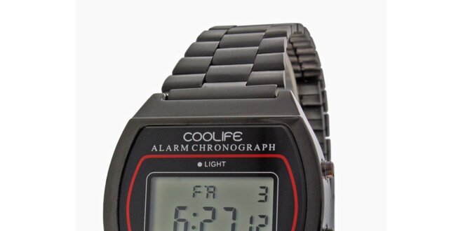 Oceľové čierne športové digitálne hodinky COOLIFE