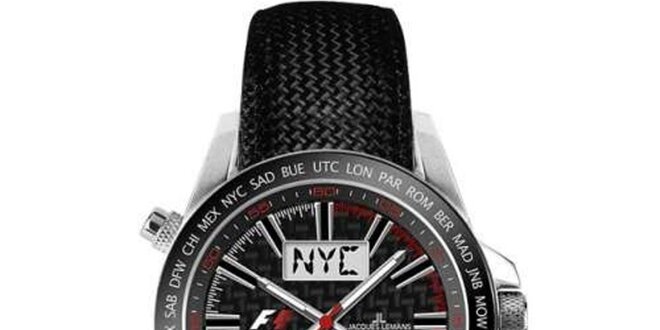 Pánske čierne oceľové hodinky s chronografom Jacques Lemans